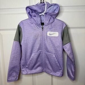 Nike Girls Gray and Purple Dri-FIT Full Zipper Hoodie Size 4 XS GUC